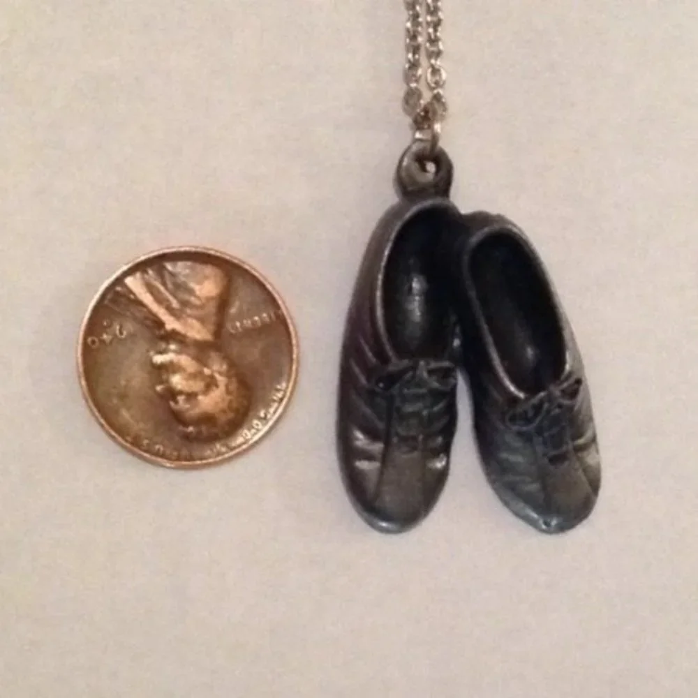 Jog For Your Life Sneakers Pendant Necklace Silver Womens Jewelry Holiday‎ Gift